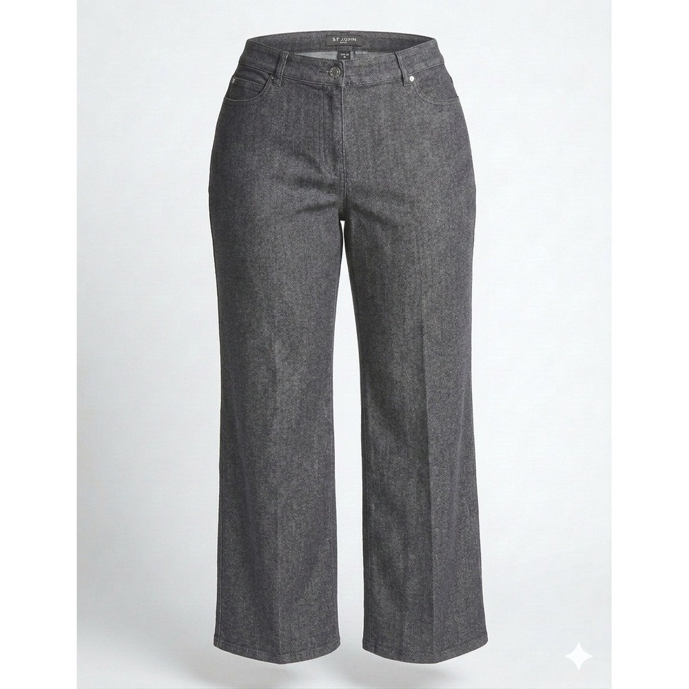 St John Sport Gray Straight Leg High Rise Stretch Denim Jeans 14 Vintage 90s Y2K